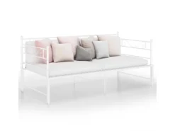 vidaXL Ausziehsofa Bettgestell Weiß Metall 90x200 cm Modell 5650979