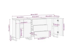 vidaXL Badezimmermöbel Set mit Regal 3-Tlg Braun Massives Mango-Holz 3310053 Walnuss Natur Braun