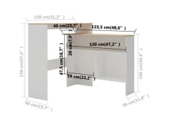 vidaXL Bartisch mit 2 Tischplatten Weiß und Eichefarben 130x40x120 cm