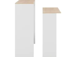 vidaXL Bartisch mit 2 Tischplatten Weiß und Eichefarben 130x40x120 cm