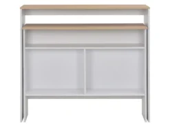 vidaXL Bartisch mit 2 Tischplatten Weiß und Eichefarben 130x40x120 cm