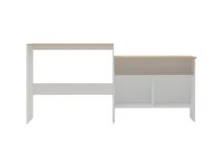 vidaXL Bartisch mit 2 Tischplatten Weiß und Eichefarben 130x40x120 cm