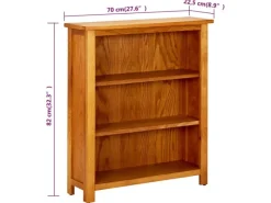 vidaXL Bücherregal 3 Fächer 70x22,5x82 cm Massivholz Eiche