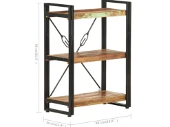 vidaXL Bücherregal 3 Fächer 60x30x80 cm Altholz Massiv
