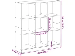 Discount vidaXL Bücherregal Betongrau 102x32x108 cm Holzwerkstoff