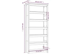 vidaXL Bücherregal Grau 80x35x183 cm Massivholz Kiefer