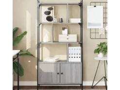Hot vidaXL Bücherregal mit Türen Grau Sonoma 76,5x30x154,5cm Holzwerkstoff