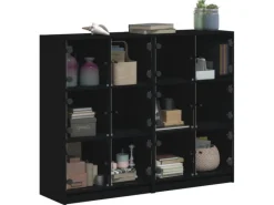 New vidaXL Bücherregal mit Türen Schwarz 136x37x109 cm Holzwerkstoff