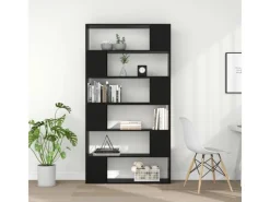 Hot vidaXL Bücherregal Raumteiler Schwarz 100x24x188 cm