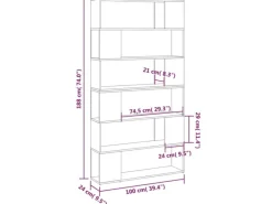 Hot vidaXL Bücherregal Raumteiler Schwarz 100x24x188 cm