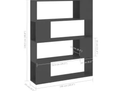 vidaXL Bücherregal Raumteiler Grau 100x24x124 cm