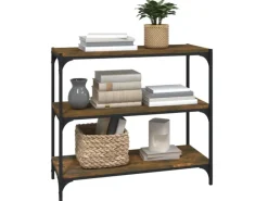 Clearance vidaXL Bücherregal Räuchereiche 80x33x70,5 cm Holzwerkstoff und Stahl