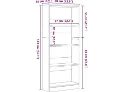 vidaXL Bücherregal Schwarz Eichen-Optik 60 x 24 x 143 cm Holzwerkstoff 862467