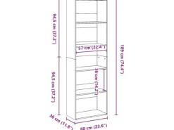 Outlet vidaXL Bücherregal Weiß 60x30x189 cm Holzwerkstoff 857917