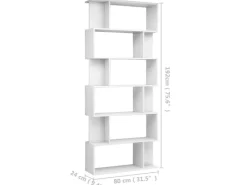 vidaXL Bücherregal/Raumteiler Hochglanz-Weiß 80x24x192 cm