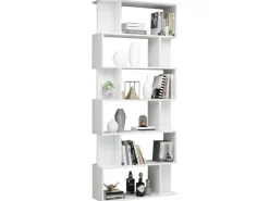 vidaXL Bücherregal/Raumteiler Hochglanz-Weiß 80x24x192 cm