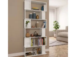 vidaXL Bücherregal/Raumteiler Hochglanz-Weiß 80x24x192 cm