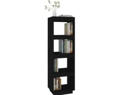 vidaXL Bücherregal/Raumteiler Schwarz 40x35x135 cm Massivholz Kiefer
