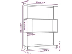 Best vidaXL Bücherregal/Raumteiler 80x25x101 cm Massivholz Kiefer