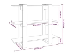 vidaXL Bücherregal/Raumteiler Schwarz 100×30×87 cm