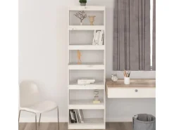 vidaXL Bücherregal/Raumteiler Weiß 60x30x199,5 cm Massivholz Kiefer