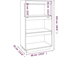 vidaXL Bücherregal/Raumteiler 60x35x103 cm Massivholz Kiefer