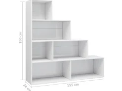 vidaXL Bücherregal/Raumteiler Hochglanz-Weiß 155x24x160 cm