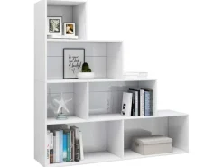 vidaXL Bücherregal/Raumteiler Hochglanz-Weiß 155x24x160 cm