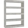 vidaXL Bücherregal/Raumteiler Betongrau 100x30x135 cm