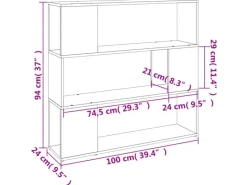 vidaXL Bücherregal/Raumteiler Räuchereiche 100x24x94 cm