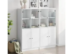 New vidaXL Bücherschrank mit Türen 136x37x142 cm Holzwerkstoff Weiß