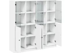 New vidaXL Bücherschrank mit Türen 136x37x142 cm Holzwerkstoff Weiß