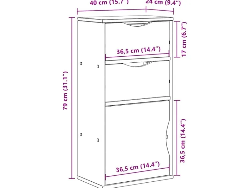 vidaXL Beistellschrank mit Schubladen ODDA Massivholz Kiefer 4103598