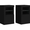 vidaXL Beistellschränke mit LED-Leuchten 2 Stk Schwarz Holzwerkstoff