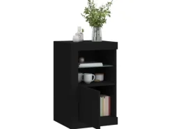 vidaXL Beistellschränke mit LED-Leuchten 2 Stk Schwarz Holzwerkstoff