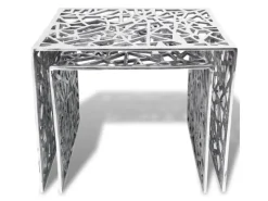 Best vidaXL Beistelltische 2 Stk. Quadratisch Silbern Aluminium