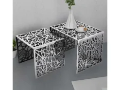 Best vidaXL Beistelltische 2 Stk. Quadratisch Silbern Aluminium