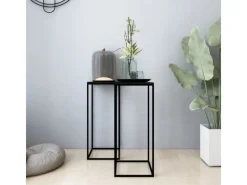 New vidaXL Beistelltische 2 Stk. Schwarz Stahl