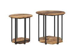 vidaXL Beistelltisch-Set mit Regal 2-Tlg Altes Holz und Schwarz 869718