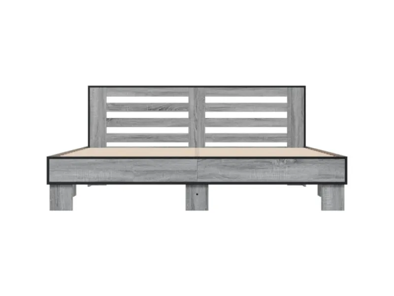 vidaXL Bettgestell Grau Sonoma 200x200 cm Holzwerkstoff und Metall 3280085