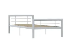 Online vidaXL Bettgestell Grau und Weiß Metall 100 x 200 cm618326
