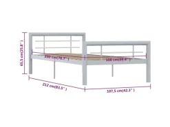 Online vidaXL Bettgestell Grau und Weiß Metall 100 x 200 cm618326