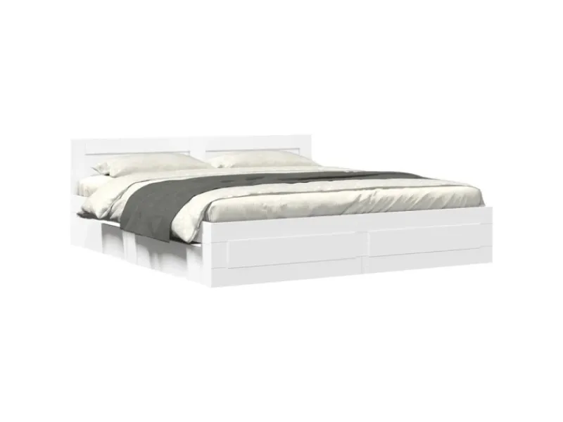 vidaXL Bettgestell mit Kopfteil ohne Matratze Weiß 200x200 cm 3295534