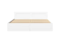 vidaXL Bettgestell mit Kopfteil ohne Matratze Weiß 200x200 cm 3295534