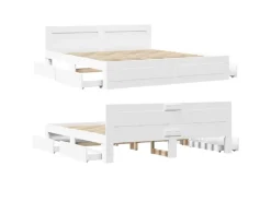 vidaXL Bettgestell mit Kopfteil ohne Matratze Weiß 200x200 cm 3295534