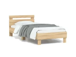 Best vidaXL Bettgestell mit Kopfteil und LED-Leuchten Sonoma-Eiche 90x190cm 838745 Sonoma Eiche