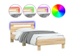 Best vidaXL Bettgestell mit Kopfteil und LED-Leuchten Sonoma-Eiche 90x190cm 838745 Sonoma Eiche