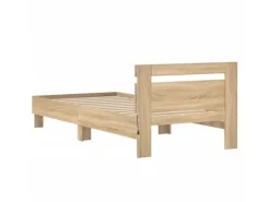 Best vidaXL Bettgestell mit Kopfteil und LED-Leuchten Sonoma-Eiche 90x190cm 838745 Sonoma Eiche