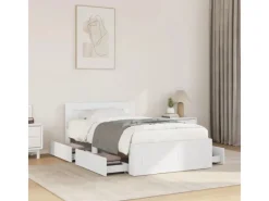 Hot vidaXL Bettgestell mit Kopfteil ohne Matratze Weiß 100x200 cm 3295576