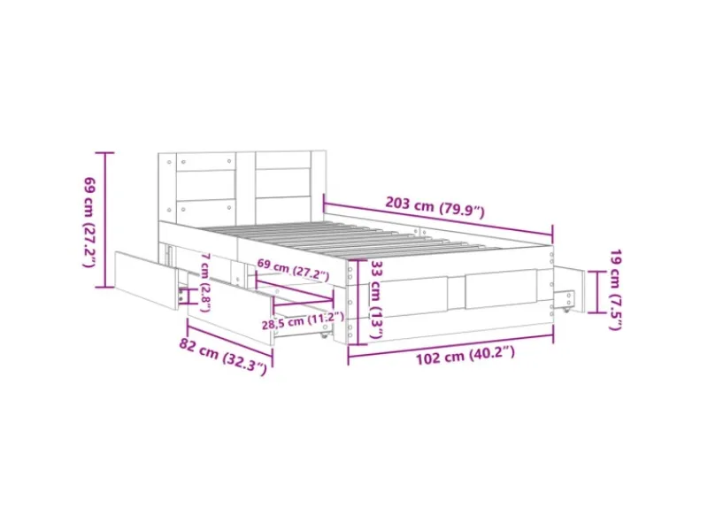Hot vidaXL Bettgestell mit Kopfteil ohne Matratze Weiß 100x200 cm 3295576
